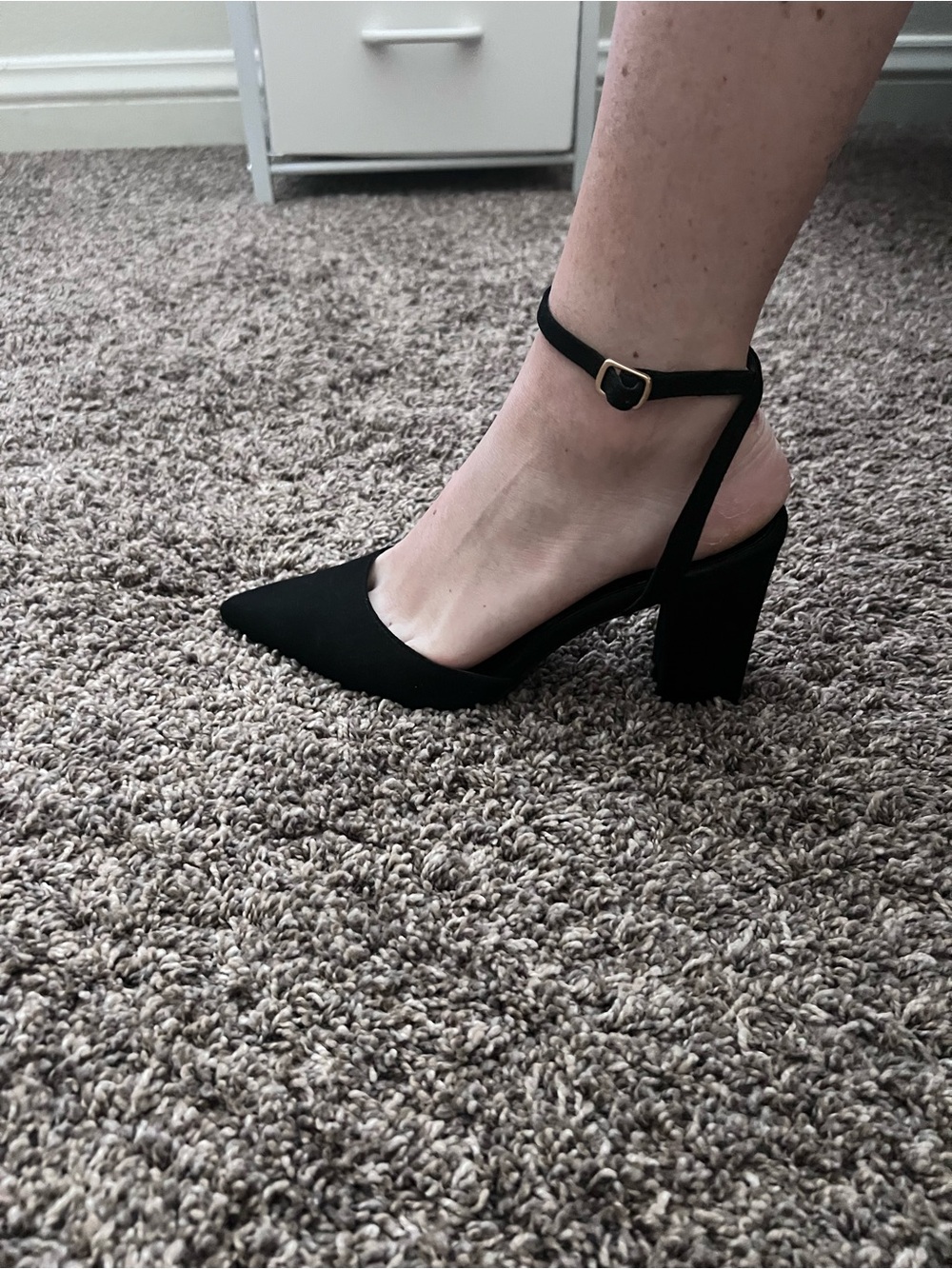 Lulu's Viki Black Pointed Ankle-Strap Block Heels